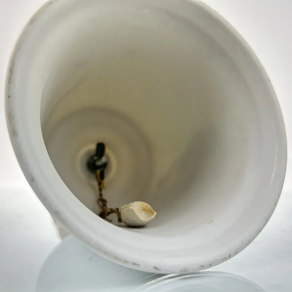 Norman Rockwell Porcelain Bell | Illustrated Bell w/ Wooden Handle | Vintage